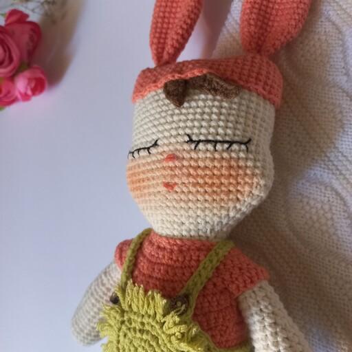 عروسک بافتنی خرگوش گوش صورتی