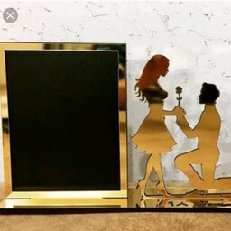 قاب عکس رومیزی عاشقانه با ابعاد اختیاری و روکش مولتی استایل آینه ای طلایی 