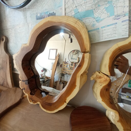آینه دیواری چوبی روستیک