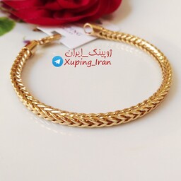دستبند ژوپینگ طلایی اسپرت ماری بافت مربعی