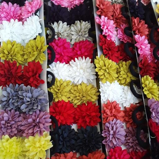کش مو دخترانه دو عددی(یک جفت) در سه طرح گل در 24 رنگ مختلف قابل سفارش در تعداد بالا