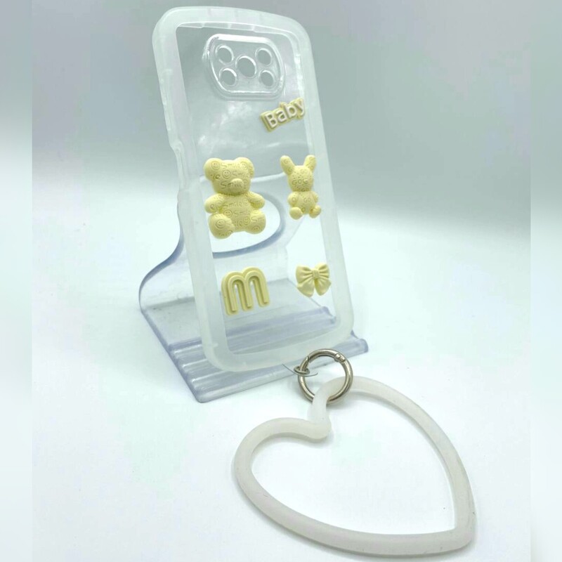 قاب گوشی گاردگوشی موبایل شیائومیpoco X3 مدل بیبی baby با آویز قلبی سیلیکونی رنگ سفید