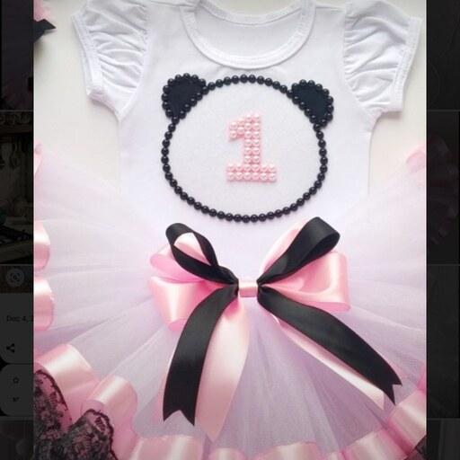 لباس تولد  ست جشن تولد دخترانه    بچگانه  نوزادی   بلوز دامن  پاپوش 
