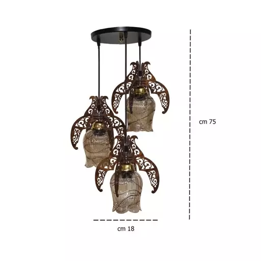 لوستر 3 تیکه - لوستر  سقفی -  لوستر آشپزخانه - لوستر کلاسیک - لوستر چوبی - لوستر چوب -لوستر ارزان 