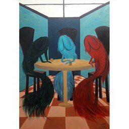 تابلو نقاشی رنگ روغن روی بوم سبک سورئالیسم با عنوان تنگ تنهایی