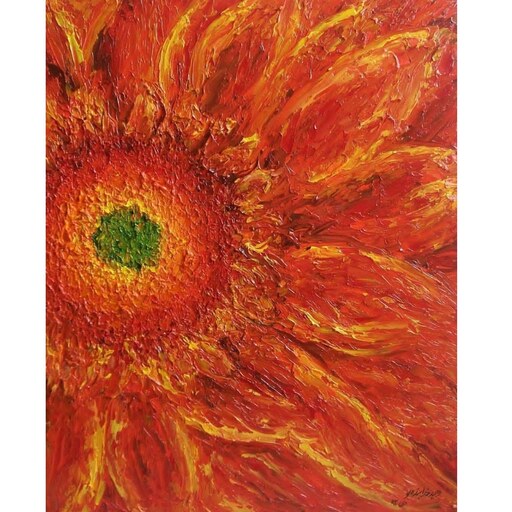 تابلو نقاشی رنگ روغن روی بوم سبک امپرسیونیسم طرح گل آفتابگردان