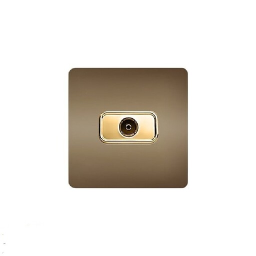 پریز آنتن توکار رنگ بژ دکمه طلایی مدل کریستال آسیا   