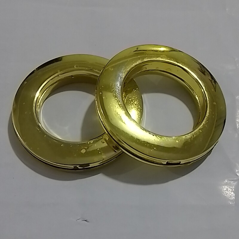 لوازم پرده،حلقه پانچی نروماده آبکاری شده رنگ طلایی(قیمت دونه ای)