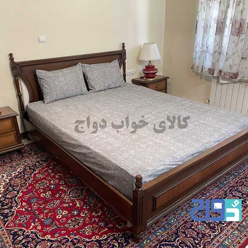 روتختی کشدار دونفره  پتینه پارچه تترون (طوسی) عرض180