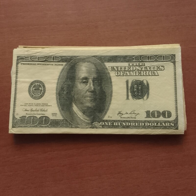 دستمال سفره دستمال کاغذی جیبی طرح 100 دلاری دلار 6 عددی 6 برگ 