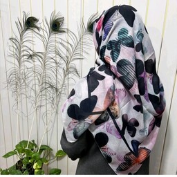 (روسری توتیا قم) روسری نخی قواره دار رنگی با رنگبندی. 