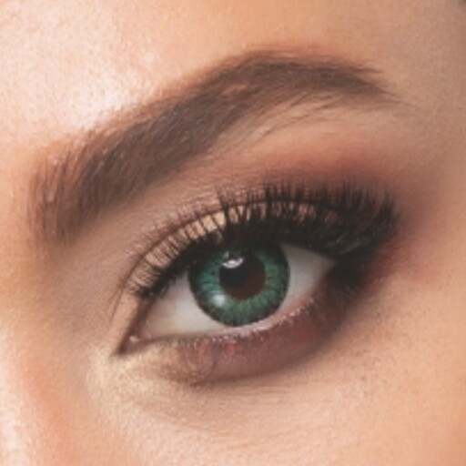لنز چشم طبی رنگی سالانهrainbowمدل green2(tone211)رنگ سبز تیره دور مشکی