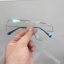 عینک آفتابی و فریم مردانه و زنانه مارک پلیس مناسب کار با کامپیوتر و موبایل(رنگ نقره ای)