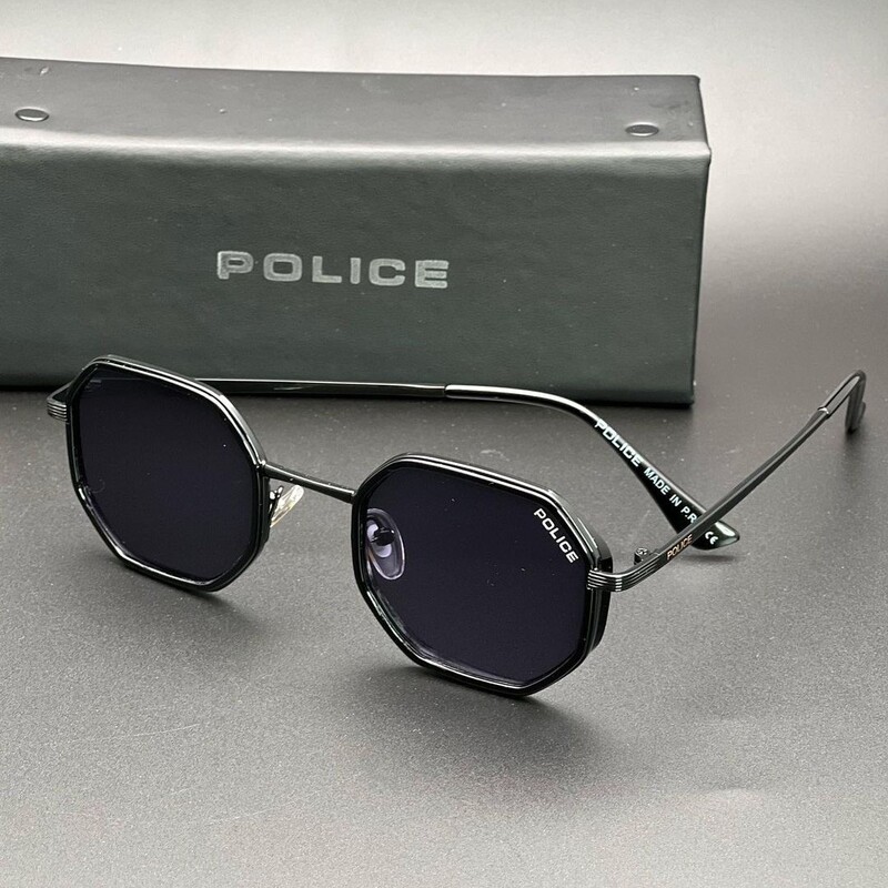 عینک آفتابی مردانه و زنانه مارک پلیس مدل چند ضلعیرنگ مشکی
