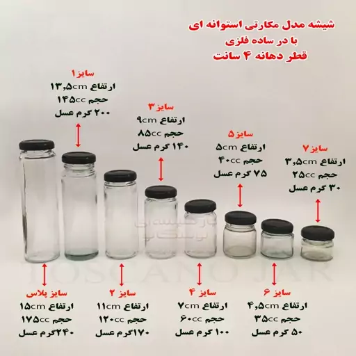 شیشه مکارتی استوانه ای سایز پلاس با در فلزی 