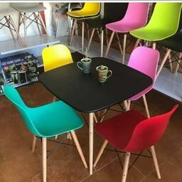 میز غذاخوری نهارخوری مربع و صندلی فایبرگلاس مقاوم شرکتی رنگ بندی ست 4 نفره
