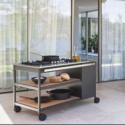 کابینت و اجاق گاز  130 سانتی مناسب فضای باز با میز  کار ، چرخ دار 