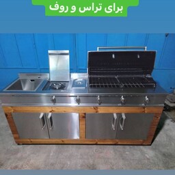 کابینت و کباب پز نما ترمو وود ، مناسب فضای باز یک مترو هفتاد سانت  