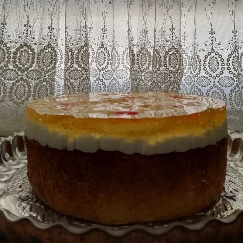 چیز کیک آناناس بر پایه کیک وانیلی 