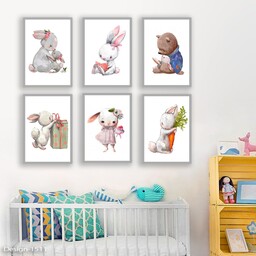 تابلو اتاق کودک (خرگوش سفید 30در40)