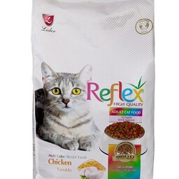 غذای خشک گربه بالغ رفلکس مولتی کالر باطعم مرغ یک کیلوگرمی (پسکرایه،هزینه ارسال بامشتری )