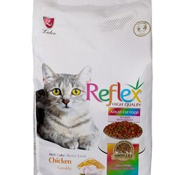 غذای خشک گربه بالغ رفلکس مولتی کالر باطعم مرغ 600گرمی(پسکرایه،هزینه ارسال بامشتری )