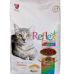 غذای خشک گربه بالغ رفلکس مولتی کالرباطعم مرغ 300گرمی (پسکرایه،هزینه ارسال بامشتری )
