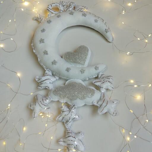 آویز گیفت طرح ماه و ستاره مناسب برای هدیه کادو ،در اتاق،جشن وتم تولد،سیسمونی
