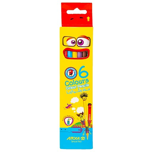 مداد رنگی آریا 6 رنگ بلند