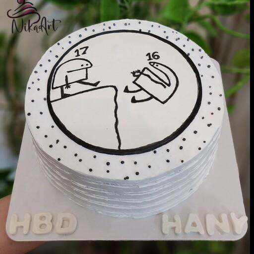کیک تولد خانگی با دیزاین فوندانت (1 کیلو)