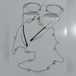 بند عینک و گردنبند رو لباسی مرواریدی با زنجیر  استیل و رنگ ثابت قیمت عالی