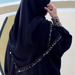 روسری مشکی مجلسی دو طرف پولک زیبا ویژه محرم کاری از مزون حجاب تبسم همراه با هدیه