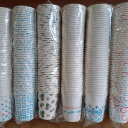 لیوان کاغذی 220 cc بسته 50عددی بدون نشتی با کاغذ ( پارس پک )در طرح های مختلف 