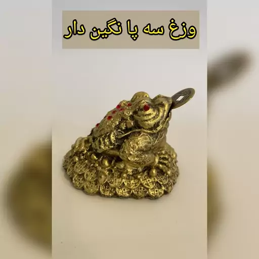 مجسمه پلی استری وزغ سه پا همراه با یک سکه پس کرایه