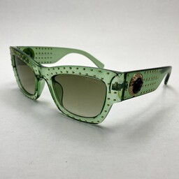عینک آفتابی ورساچه VERSACE فول نگین کاری شده سبز شفاف به همراه کاور پارچه ای و دستمال مخصوص