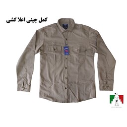 پیراهن کمل کتان کش دو جیب درجه یک پیراهن کوهنوردی پیراهن کتان کشی CAMEL پیراهن مردانه