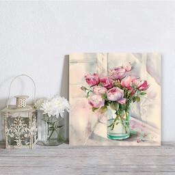 تابلو شاسی صبا طرح مدل گل های رز و گلدان بلوری کد M223