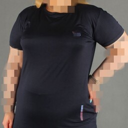 تیشرت  زنانه سایز بزرگ  اسپرت مشکی  جنس فلامنت کشی
