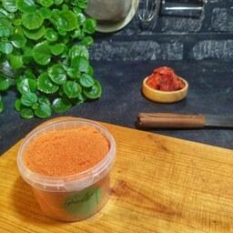 پودر گوجه فرنگی 150 گرمی در ظرف پلی پروپیلن غرفه ادویه و چاشنی برگ سبز