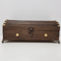 صندوقچه چوبی جاقاشق پایه فلزی  رنگ قهوه ای(خرید مستقیم از تولید کننده)