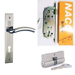 مجموعه کامل دستگیره و قفل و سیلندر قفل در چوبی سوییچی مخصوص درب های ورودی