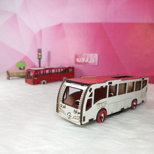 ماکت اتوبوس کوچک-ماشین اسباب بازی-کد16-اتوبوس چوبی-ماکت اتوبوس-ماکت گلدونه