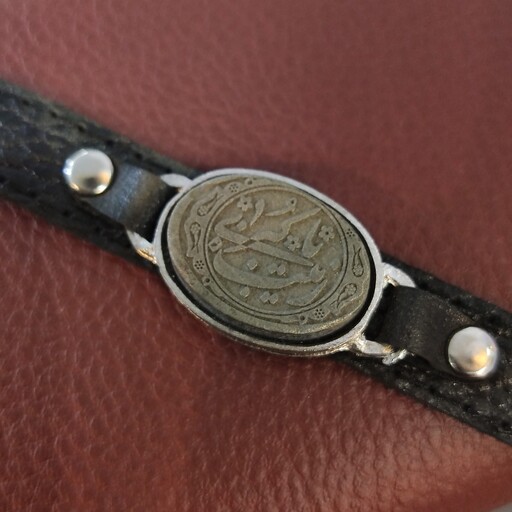 دستبند چرم یا زینب کبری با سنگ یشم،دستبندچرم مذهبی،دستبند یازینب کبری