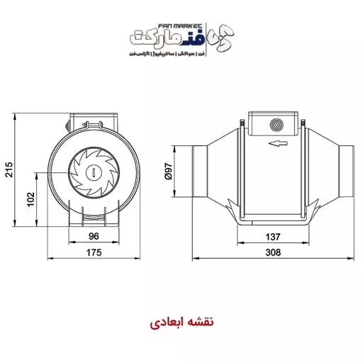 فنن بین کانالی 10 سانت دمنده سری لاین ونت VLN-10C2S با 18 ماه گارانتی دمنده