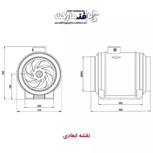 فن بین کانالی 25 سانت دمنده سری لاین ونت VLN-25D2S با 18 ماه گارانتی دمنده