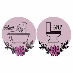 آویز تزیینی مدل دستشویی و حمام مجموعه 2 عددی