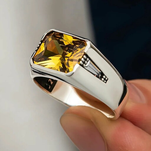 انگشتر سیترین طلایی با رکاب دست ساز سفارشی مدل فیلی اسپرت