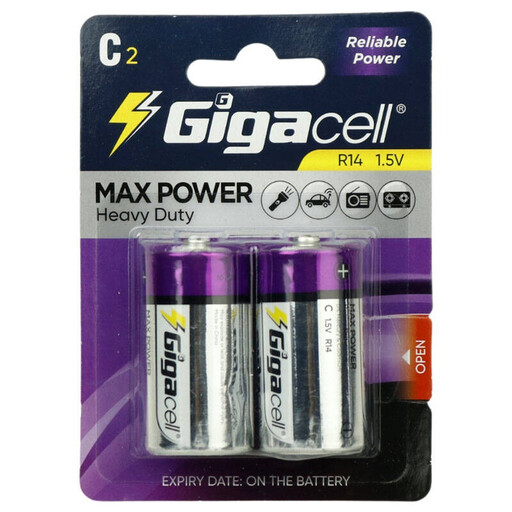 باتری C گیگاسل مدل Max Power R14 بسته دو عددی