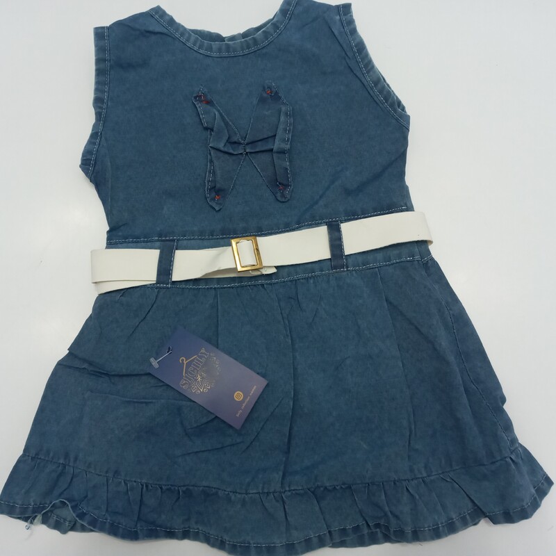 پیراهن سارافون دخترانه لی کاغذی تک رنگ آبی مناسب برای  1تا 2سال