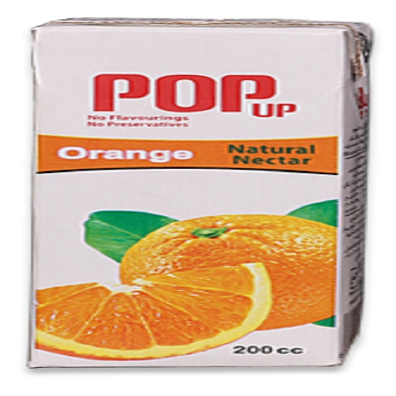 آب میوه پاکتی 200 سی سی پرتقال پاپ-بسته 36 عددی
